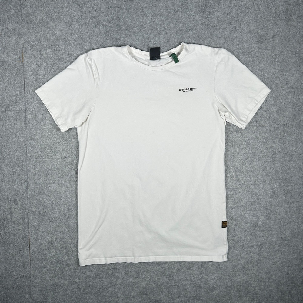 G-Star Raw T Shirt Mens Medium White Slim Base Casual Minimalist Logo